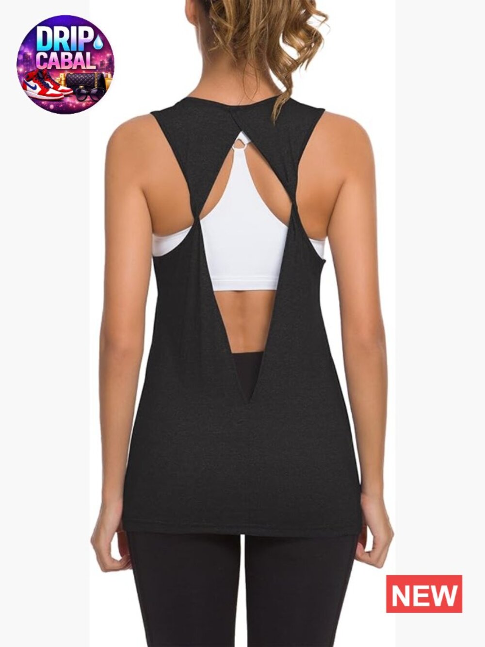 Womens Open Back Workout Top Athletic Yoga Vest Sleeveless Tank Top